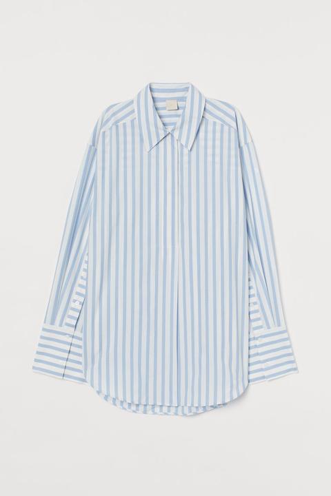 Camisa De Popelina Oversize - Azul