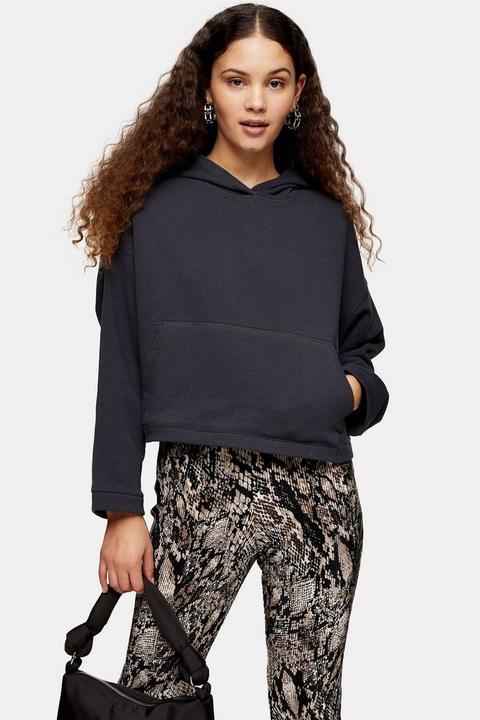 Charcoal Grey Cropped Boxy Hoodie