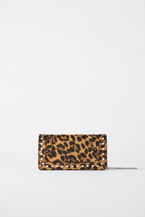 Borsa A Tracolla Pochette In Pelle Rock Stampa Animalier