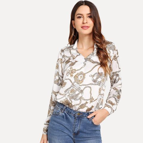Blusa Con Estampado De Cadena