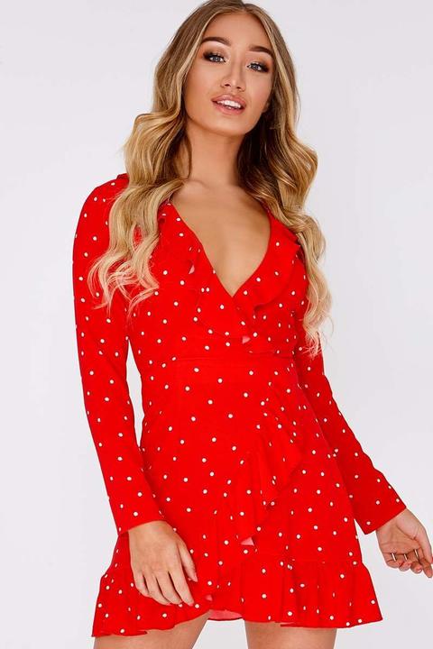 red wrap dresses with sleeves