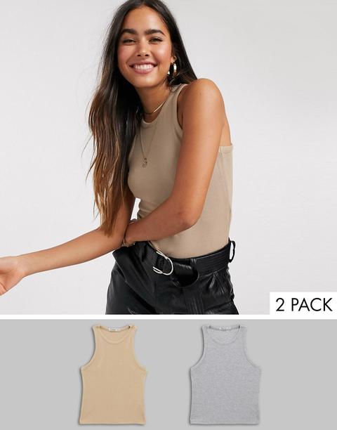 Stradivarius Beige & Grey Vest 2 Pack-multi