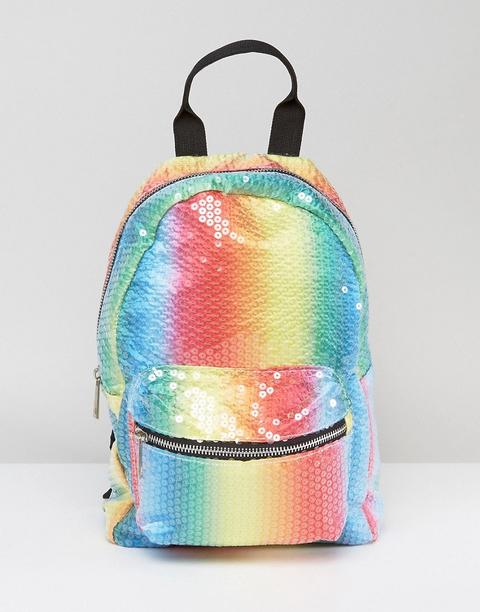 Mochila Pequeña De Festival Con Arcoíris De Lentejuelas De Asos