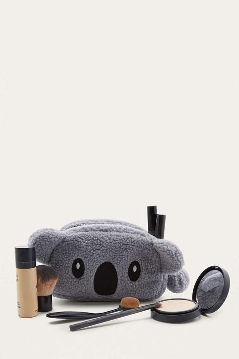 Koala Grey Fleece Make Up Bag