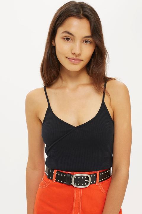 Womens Petite Ribbed Crop Top - Black, Black