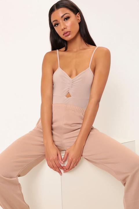 Stone Soft Touch Ruched Detail Bodysuit