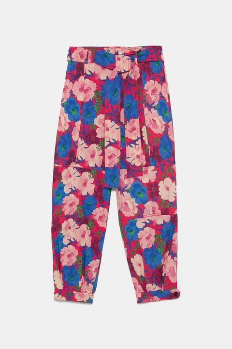 Pantalon Avec Imprimé Floral Et Ceinture