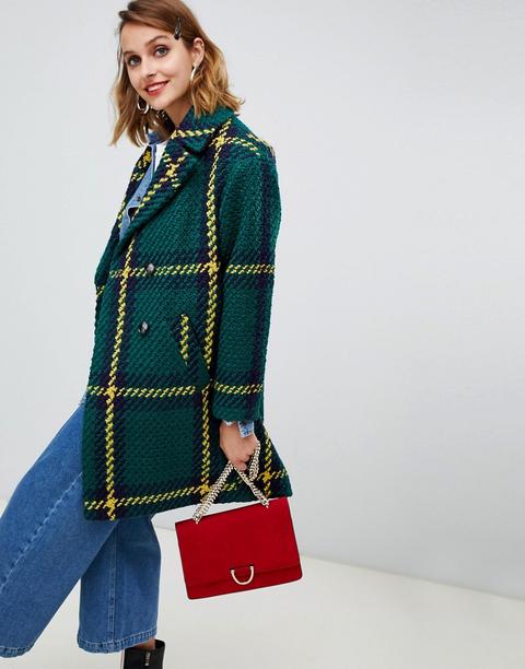 Asos Design - Cappotto A Doppio Petto A Quadri - Multicolore