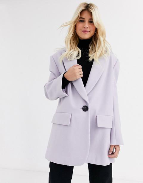 Asos Design Grandad Coat In Lilac-purple