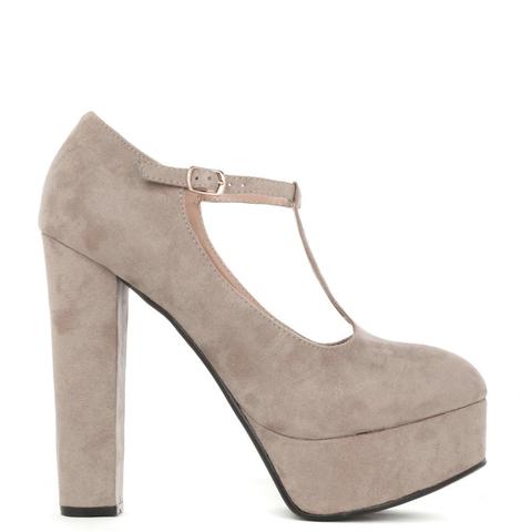 Karen - Nude T Bar High Heels