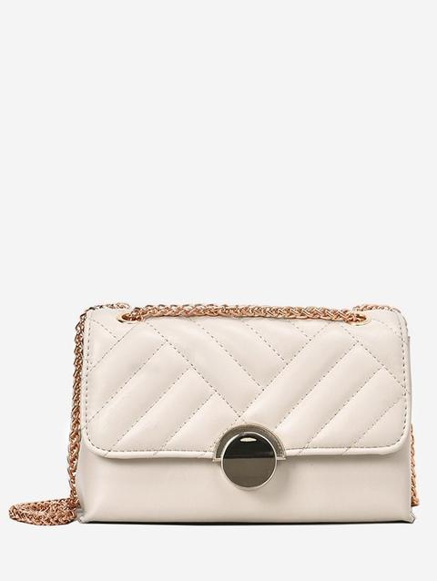 Round Buckle Quilted Crossbody Bag