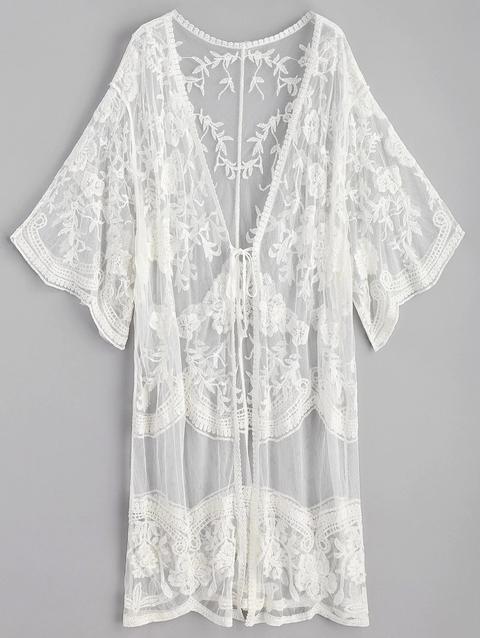 Chimono Lungo Ricamato White