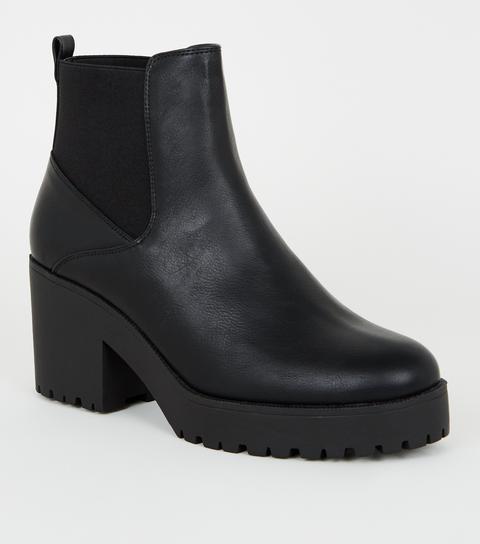 Black Chunky Platform Block Heel Chelsea Boots New Look Vegan