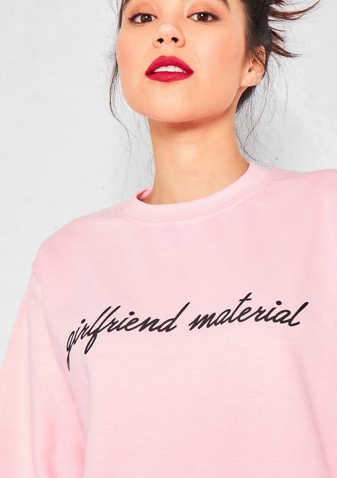 Stassi Pink Girlfriend Material Slogan Jumper