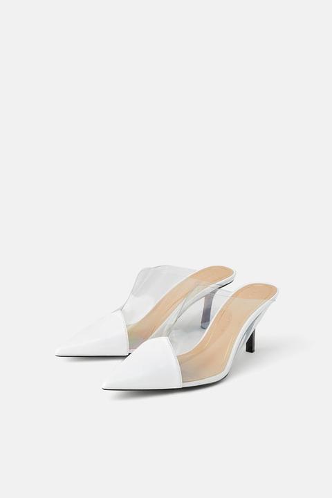 Mid-height Heeled Mules With Vinyl Upper