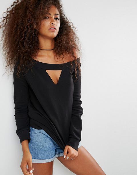 Asos - Felpa Con Spalle Scoperte E Cut-out - Nero