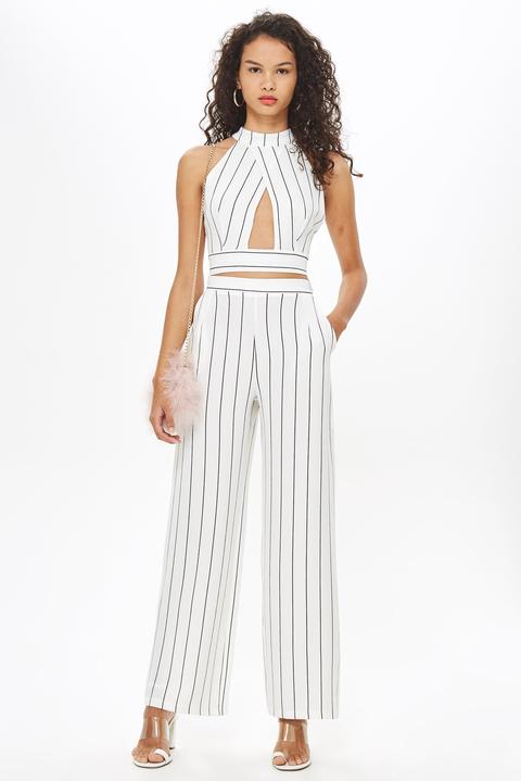 Womens **stripe Palazzo Trousers By Love - Ivory, Ivory