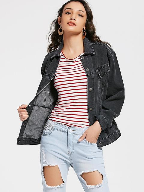 Button Up Jean Jacket With Pockets