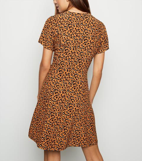 leopard print tea dress new look