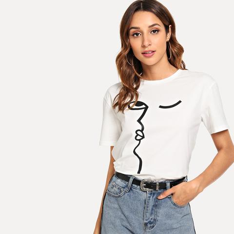 Graphic Print Ringer Tee