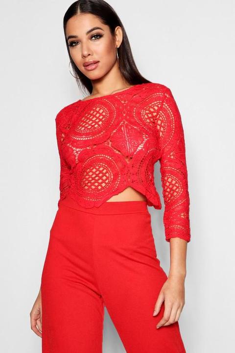 Crochet Lace Zip Back Crop