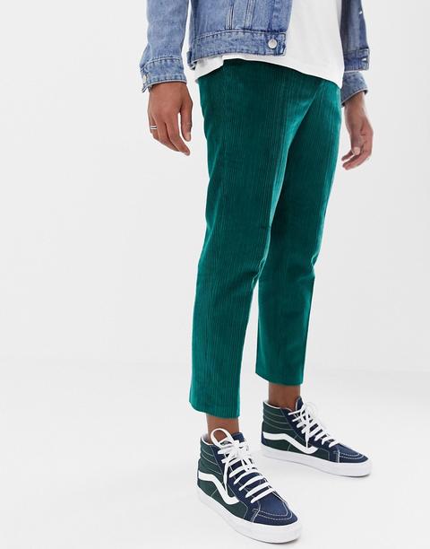 Pantalones De Vestir Capri De Pana En Verde Azulado De Asos Design