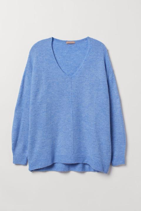 H & M+ Jersey Con Cuello De Pico - Azul