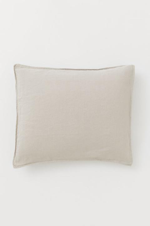 Washed Linen Pillowcase - Beige