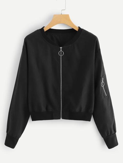 Zipper Up Bomber Jacket