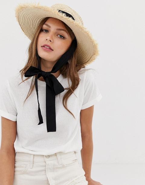 Stradivarius - Cappello Di Paglia Beige Con Fiocco - Beige