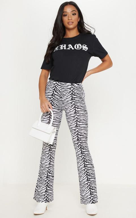 Petite Zebra Print Flare Trousers