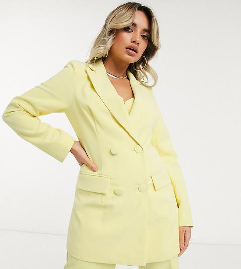 4th + Reckless Petite Exclusive Double Breasted Blazer In Lemon-yellow