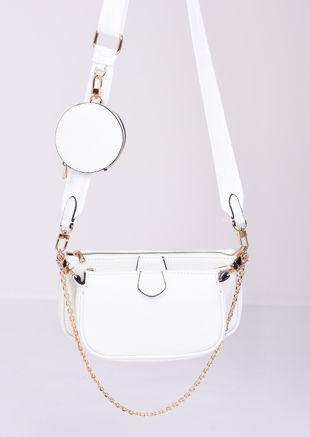 Trio Chain Cross Body Bag White