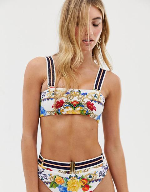 Top De Bikini De Tirantes Con Estampado Floral De River Island-multicolor