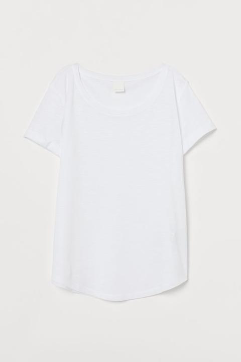 Camiseta Con Cuello Redondo - Blanco