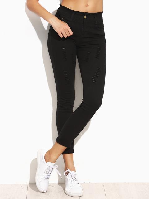 Vaqueros Skinny Rotos - Negro