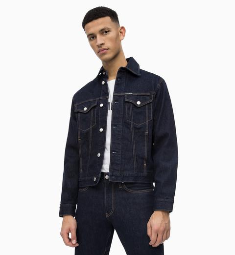 Giacca Trucker Di Jeans Con Logo Ricamata