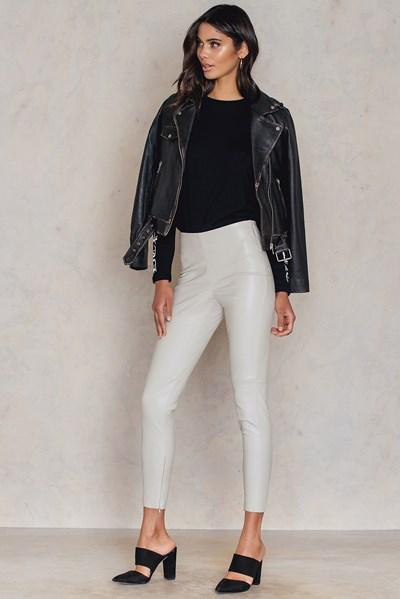 Na-kd Party Pu Zipper Pants - Grey