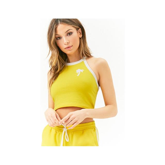 yellow halter crop top