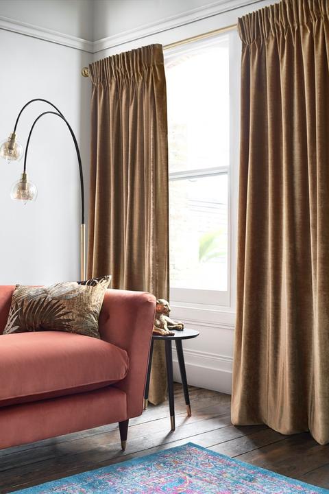 Next Plush Velvet Pencil Pleat Lined Heavyweight Curtains From