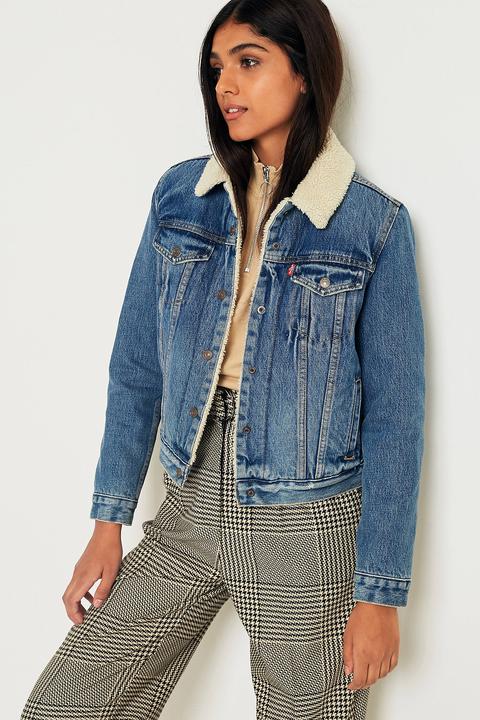 Levi's Original Sherpa Lined Denim Trucker Jacket - Womens L