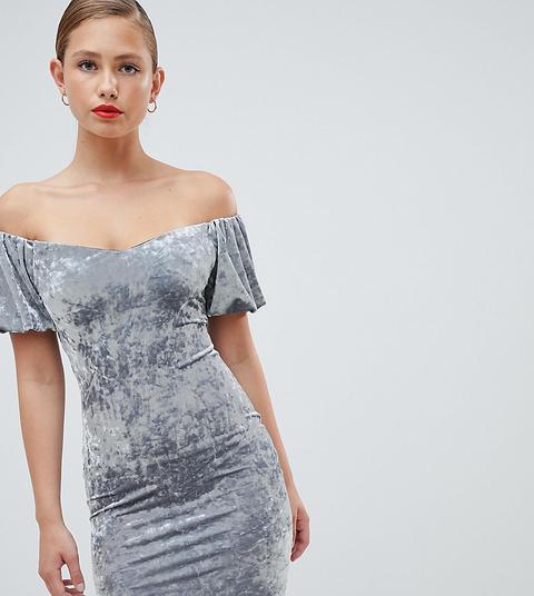 New Look - Vestito Fasciante In Velluto Riccio Con Scollo Alla Bardot - Multicolore