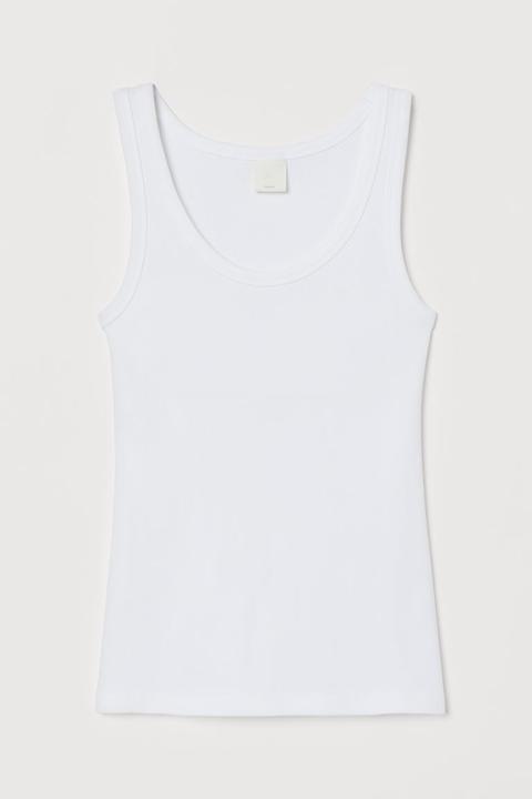 Ribbed Vest Top - White