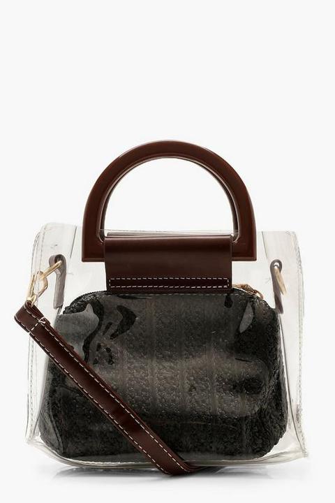Sac En Plexiglas Avec Insert En Paille - Noir - One Size, Noir