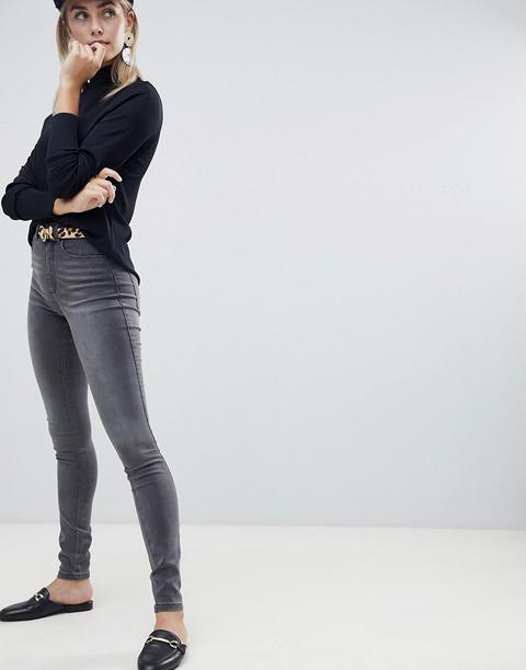 Only – Enge Jeans Mit Hohem Bund In Grau