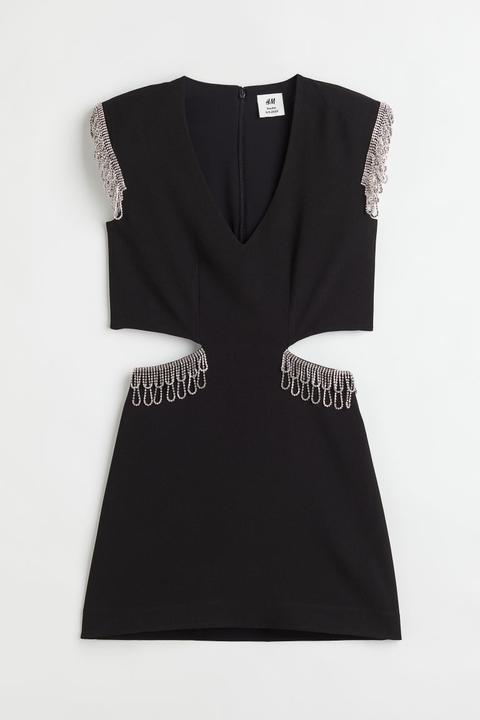 Vestido Con Strass - Negro