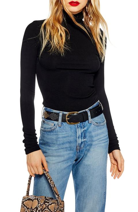 Ribbed Turtleneck Top