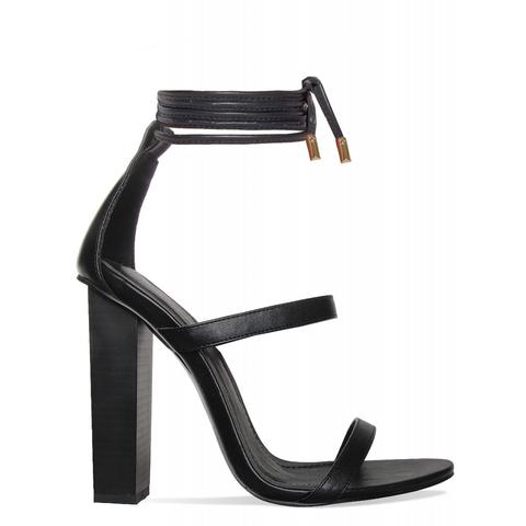 Tayla Black Lace Up Block Heels