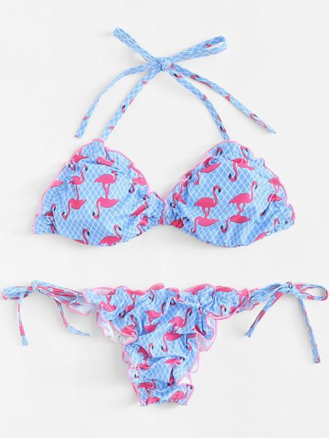 Bikini Con Stampa Di Foglie Di Fenicottero