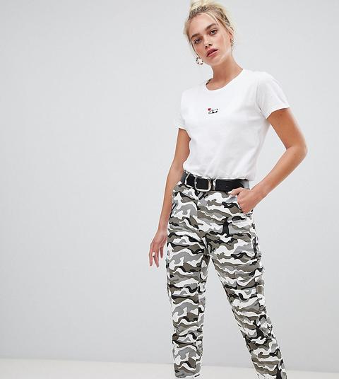 Daisy Street Combat Trousers With Pockets In Camo - Green Camo